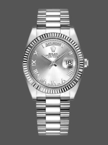 Rolex Day-Date 118239 replica, unisex, silver, with Roman numerals, 36 mm
