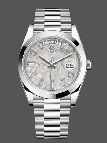Rolex Day-Date 40 mm Platinum Meteorite Baguette 228206 0036 men's watch