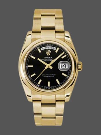 Rolex Day-Date 118208 Replica Black Arabic Dial Yellow Gold 36mm Unisex