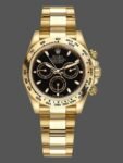 Rolex Daytona 116508 Men's Watch Replica Yellow Gold Black Dial with Indexes 40mm