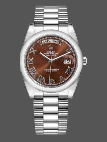 Replica Rolex Day-Date 118209 unisex watch, white gold, chocolate brown dial, 36 mm