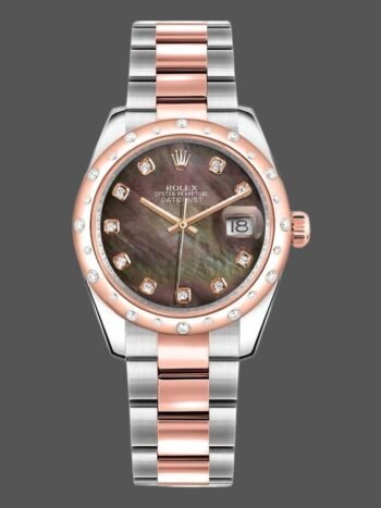 Replica Rolex Datejust 178341 women's watch, 31 mm dial, with diamonds and black mother-of-pearl