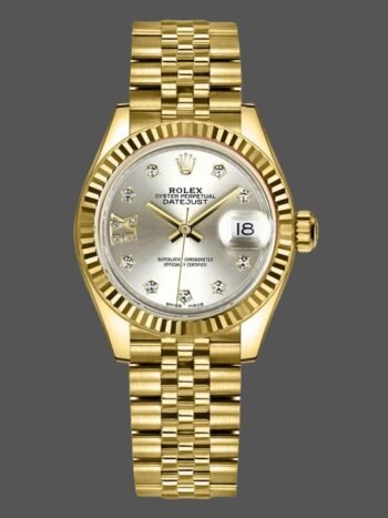 Rolex Datejust 279178 Women's Watch Replica Silver Dial Diamonds Yellow Gold 28mm