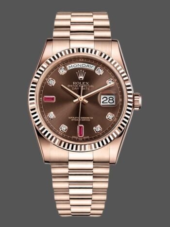 Replica Rolex Day-Date 118235 unisex watch, rose gold, chocolate brown dial, 36 mm
