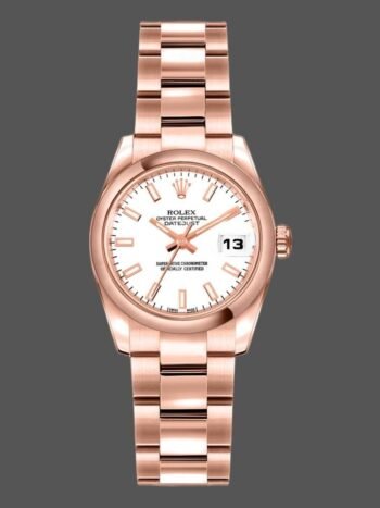 Replica Rolex Datejust 179165 Women's Watch, Everose Gold, White Dial with Indexes, 26mm