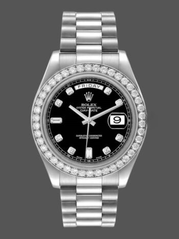 Replica Rolex Day-Date 218349 Men's Black Diamond Dial 41mm