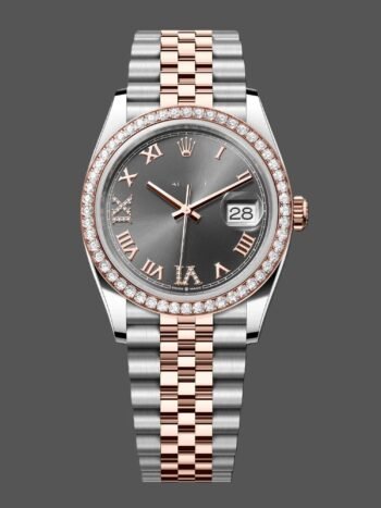 Rolex Datejust 126281RBR-0011 replica with 36 diamond bezel and Jubilee strap
