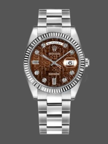 Replica Rolex Day-Date 118239 Jubilee White Gold Watch with 36mm Chocolate Brown Dial for Men.