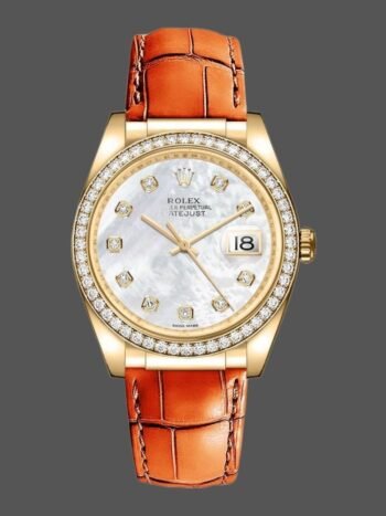 Replica of the unisex Rolex Datejust 116188 watch with mother-of-pearl and 36 mm diamonds