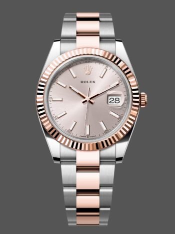 Rolex Datejust 41 mm, esfera bicolor de oro rosa con índices Sundust 126331 0009