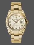 Rolex Day-Date 118238 Replica Ivory Dial Roman Numerals Pyramid 36mm Unisex