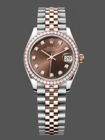 Rolex Datejust 31 m278381RBR 0028 Ladies watch in rose gold, chocolate dial with diamonds and diamond bezel