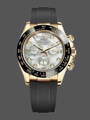 Replica Rolex Daytona 116518LN Men's Watch Rubber Strap Diamond Mother of Pearl Dial 40mm