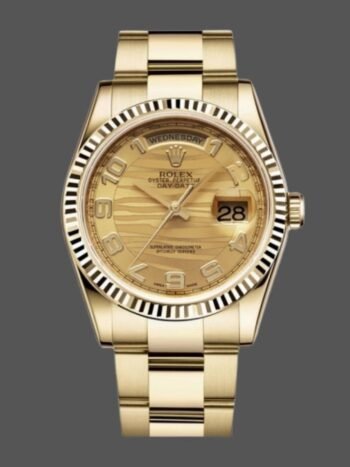 Replica Rolex Day-Date 118238, champagne dial, Arabic numerals and 36 mm, unisex