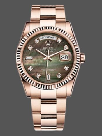 Replica Rolex Day-Date 118235 unisex watch with mother-of-pearl dial and 36 mm diamonds