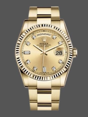 Replica of the unisex Rolex Day-Date 118238 watch with a 36 mm champagne diamond dial