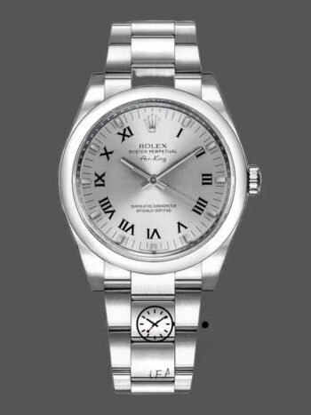 Replica Rolex Oyster Perpetual Air-King 114200 unisex watch, silver dial, 34 mm