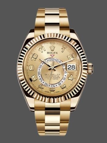 Replica Rolex Sky-Dweller 326938 Men's Yellow Gold Champagne Arabic Dial 42mm