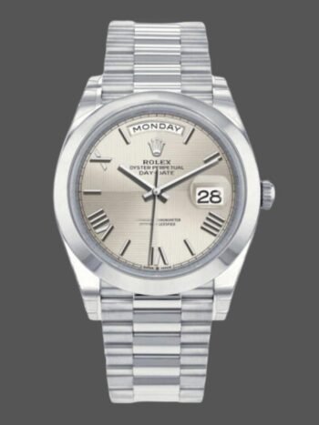 Rolex Day-Date 228206 Replica Men's Silver Dial with Roman Numerals Platinum 40mm