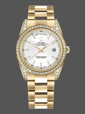 Replica Rolex Day-Date 118388 unisex watch, yellow gold, white dial, 36 mm
