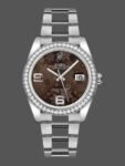 Replica Rolex Datejust 116244 Unisex Watch Bronze Floral Arabic Dial with Diamonds 36mm
