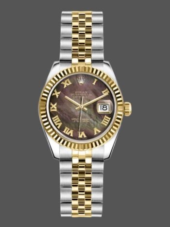 Replica Rolex Datejust 179173 Women's Watch, Black Mother of Pearl Dial, 26mm