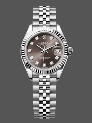 Replica Rolex Datejust 279174 Women's Watch, Stainless Steel, Dark Gray Dial with Diamonds, 28mm