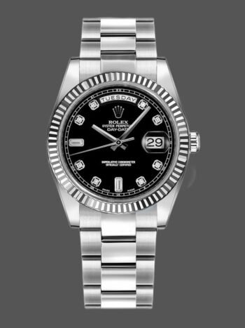 Replica of the unisex Rolex Day-Date 118239 with 36mm black diamond dial
