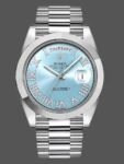Replica Rolex Day-Date 218206 Men's Roman Dial with Glacier Blue Diamonds, Platinum, 41mm