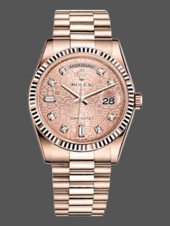 Replica Rolex Day-Date 118235 Everose Gold watch with 36mm pink Jubilee dial for women