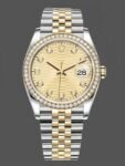 Rolex Datejust 126283RBR 0031 36 mm dial with champagne-colored striated motif