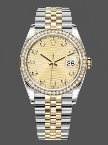 Rolex Datejust 126283RBR 0031 36 mm dial with champagne-colored striated motif