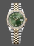 Rolex Datejust 36 Yellow gold and diamonds Olive green with pav?? diamonds Roman dial m126283rbr 0011
