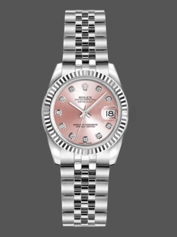 Rolex Datejust 179174 Women's Watch Replica Pink Diamond Dial Fluted Bezel 26mm