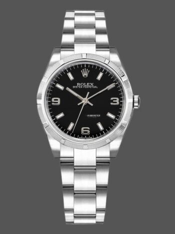 Replica Rolex Oyster Perpetual 177210 Women's Watch, Black Dial, Stainless Steel, 31mm