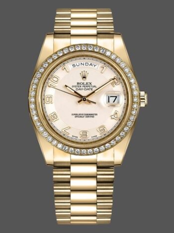Rolex Day-Date 218348 Men's Watch Replica Ivory Dial with Concentric Circles 41mm