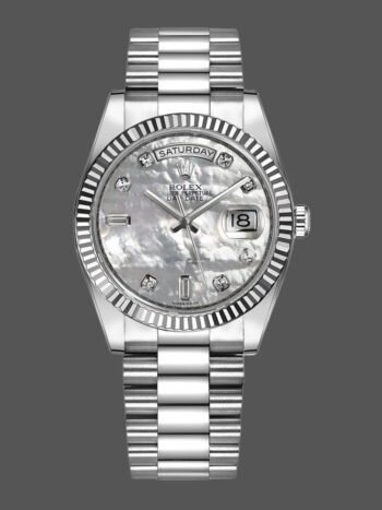 Replica of the unisex Rolex Day-Date 118239 watch with mother-of-pearl dial and 36 mm