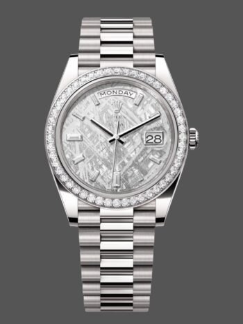 Rolex Day-Date 228349RBR Men's Replica Watch Meteorite Dial Diamond Bezel 40mm