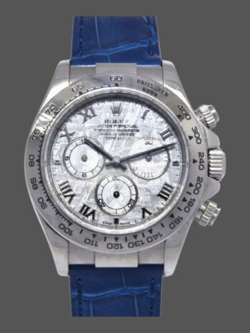 Rolex Daytona 116519 Men's Watch Replica Blue Leather Strap Meteorite Dial 40mm