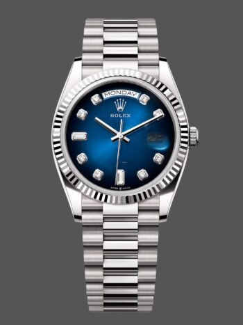 Replica Rolex Day-Date 128239 unisex watch with 36mm gradient blue diamond dial