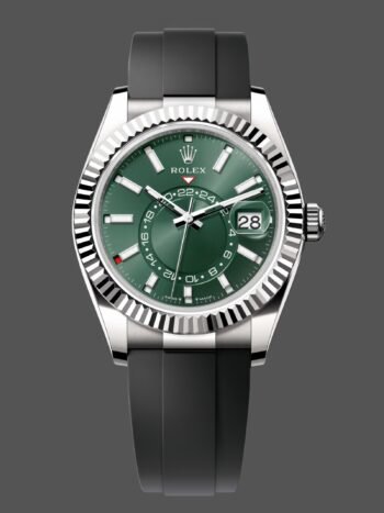 Reloj Rolex Sky Dweller 42 mm 336239 con correa de caucho y esfera verde para hombre