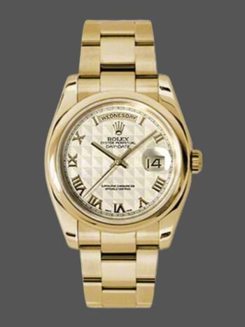 Rolex Day-Date 118208 Replica Ivory Dial Roman Numerals Pyramid 36mm Unisex