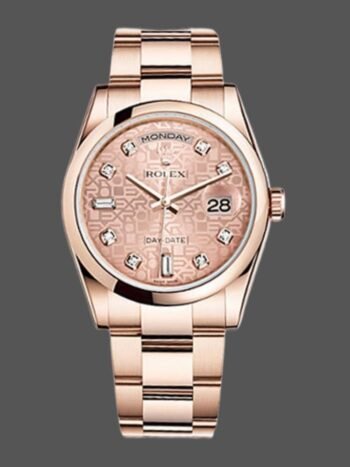 Rolex Day-Date 118205 replica watch, rose gold, diamond dial, 36 mm, unisex