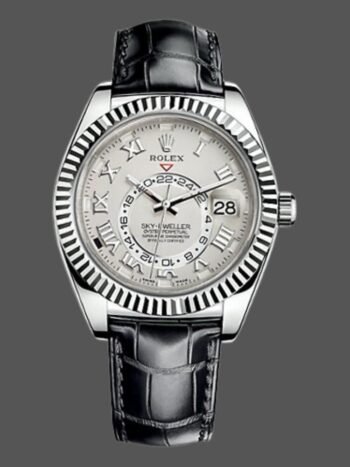 Réplica del Rolex Sky-Dweller 326139 para hombre, esfera romana marfil, correa de piel, 42 mm