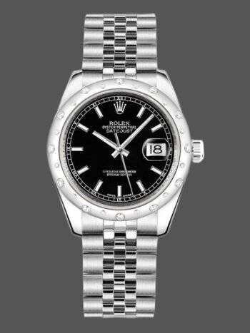 Replica Rolex Datejust 178344 Women's Watch, Black Dial, Stainless Steel, 31mm