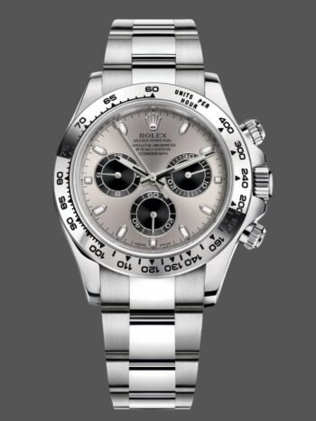 Réplica del reloj Rolex Cosmograph Daytona 116509 para hombre, esfera plateada con índices, 40 mm