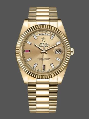 Replica Rolex Day-Date 218238 Men's Watch Champagne Ruby Dial 41mm Yellow Gold