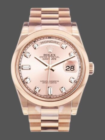 Replica Rolex Day-Date 118205 unisex watch with 36mm pink diamond dial