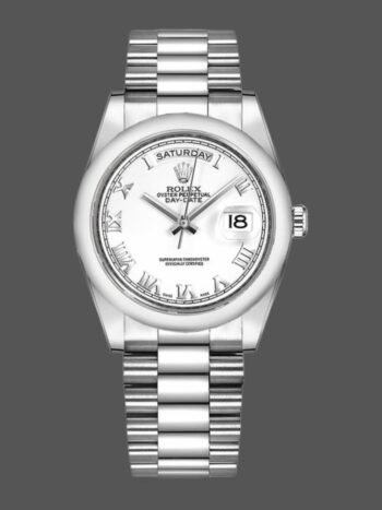 Replica Rolex Day-Date 118206 unisex watch with 36mm white Roman numerals