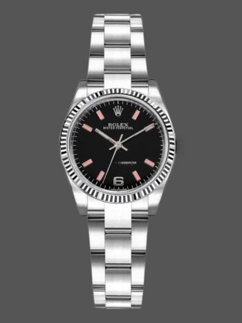 Replica Rolex Oyster Perpetual 176234 Women's Watch, Black Dial, Fluted Bezel, 26mm